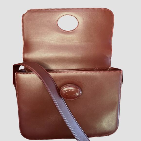 Cartier Must de Cartier Bordeaux Leather Shoulder Bag with Authenticity Card - Picture 8 of 16